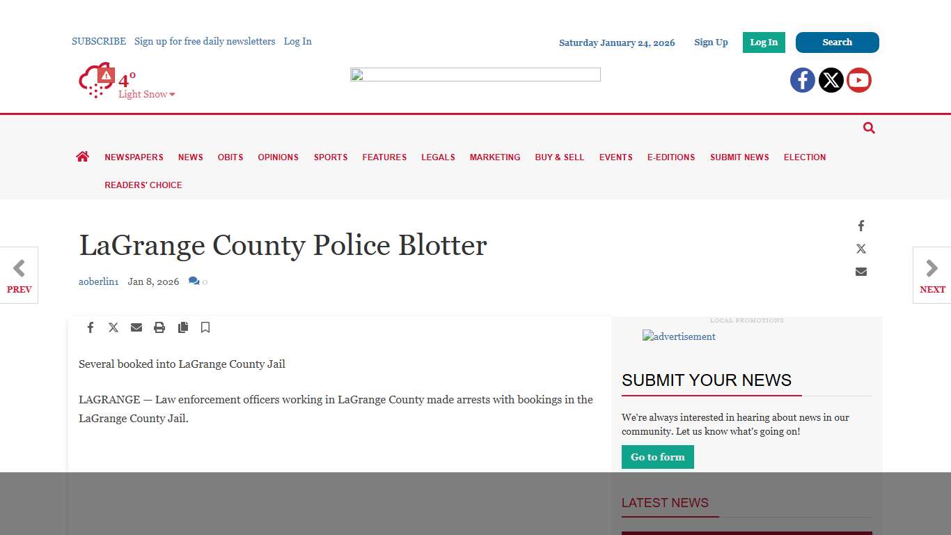 LaGrange County Police Blotter News Sun kpcnews.com